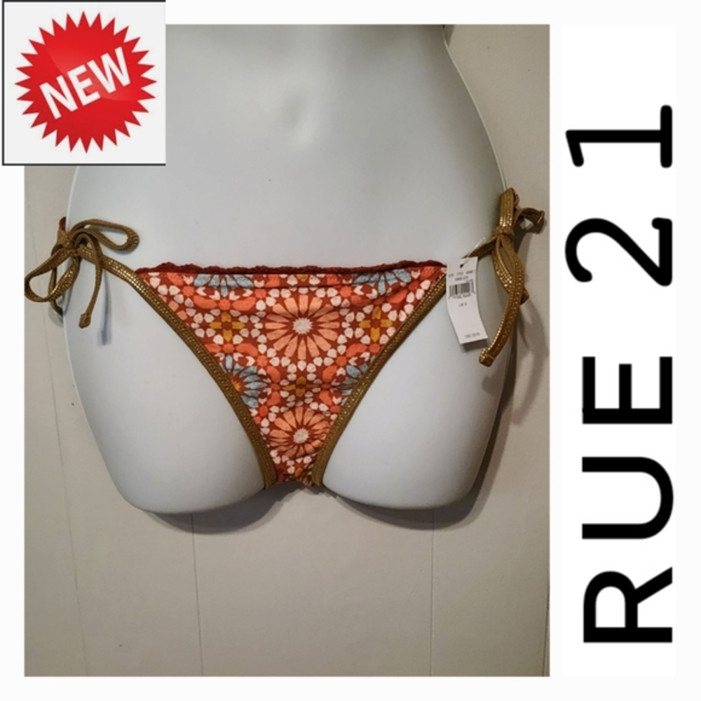 Reversible Multicolor String Bikini Bottom Floral Animal Print Small Rue21 A147